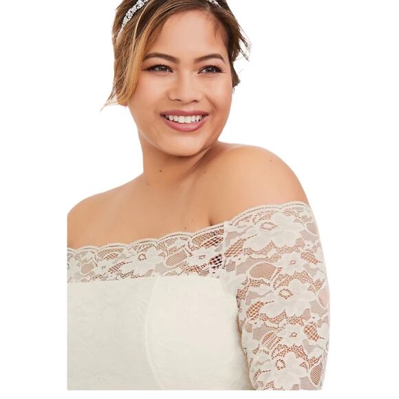 Torrid NWT Special Occasion Ivory Lace Off Shoulder Bodycon Dress Size 28 - Picture 2 of 14